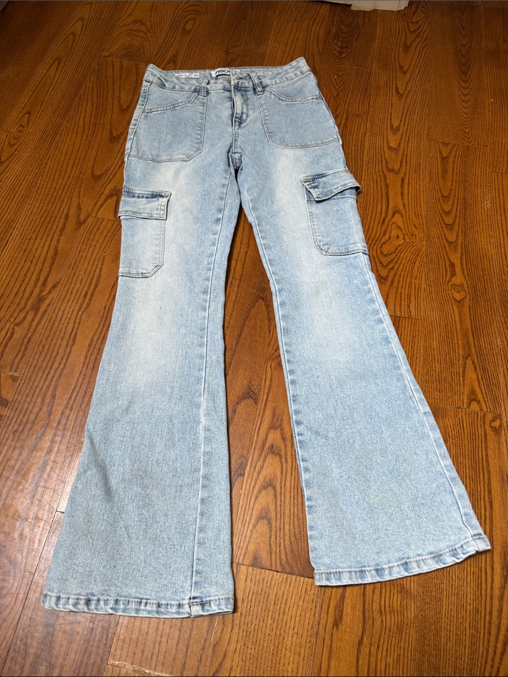 Vigoss Light Blue Flared Cargo Jeans - Women